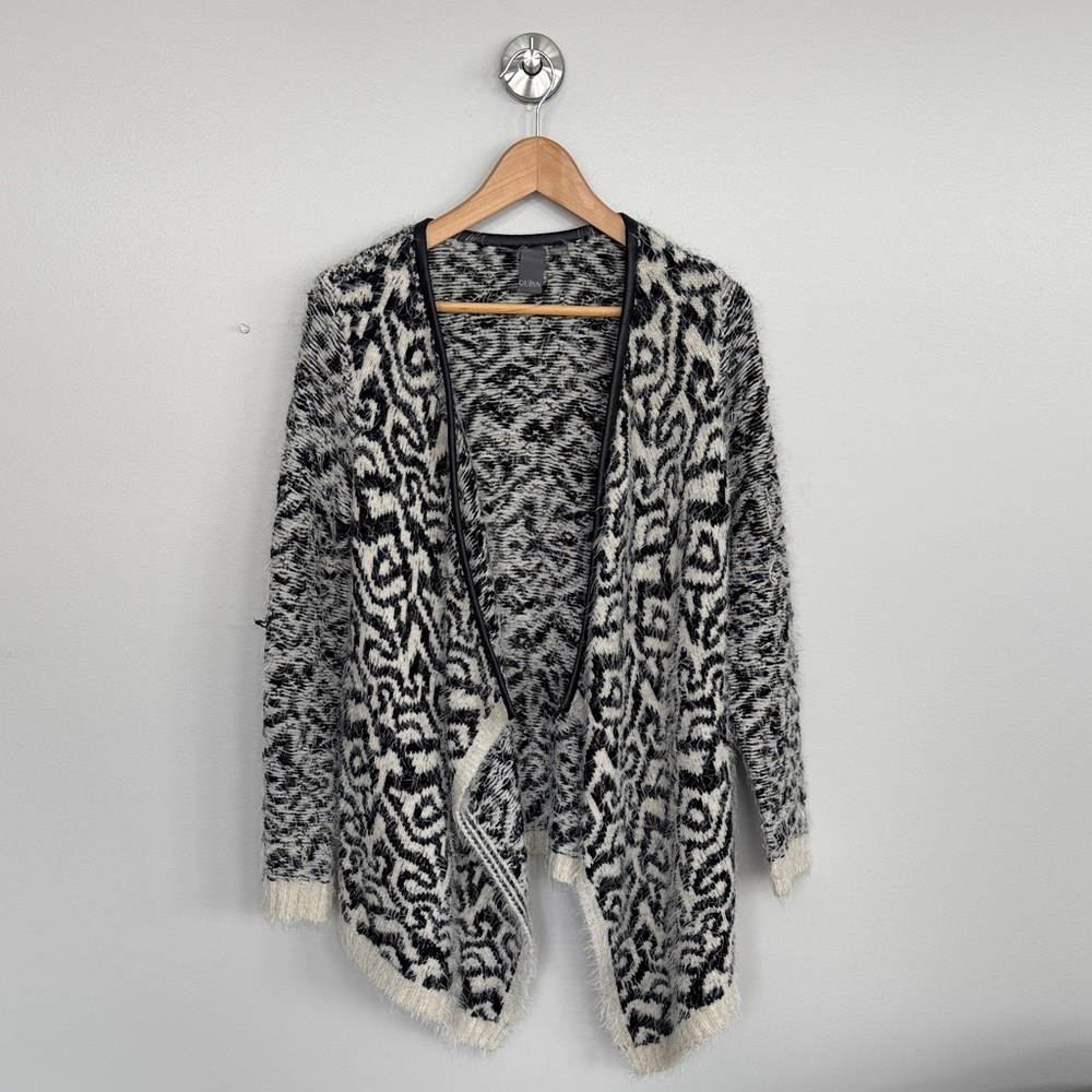 Quinn Black and White Open-Front Cardigan